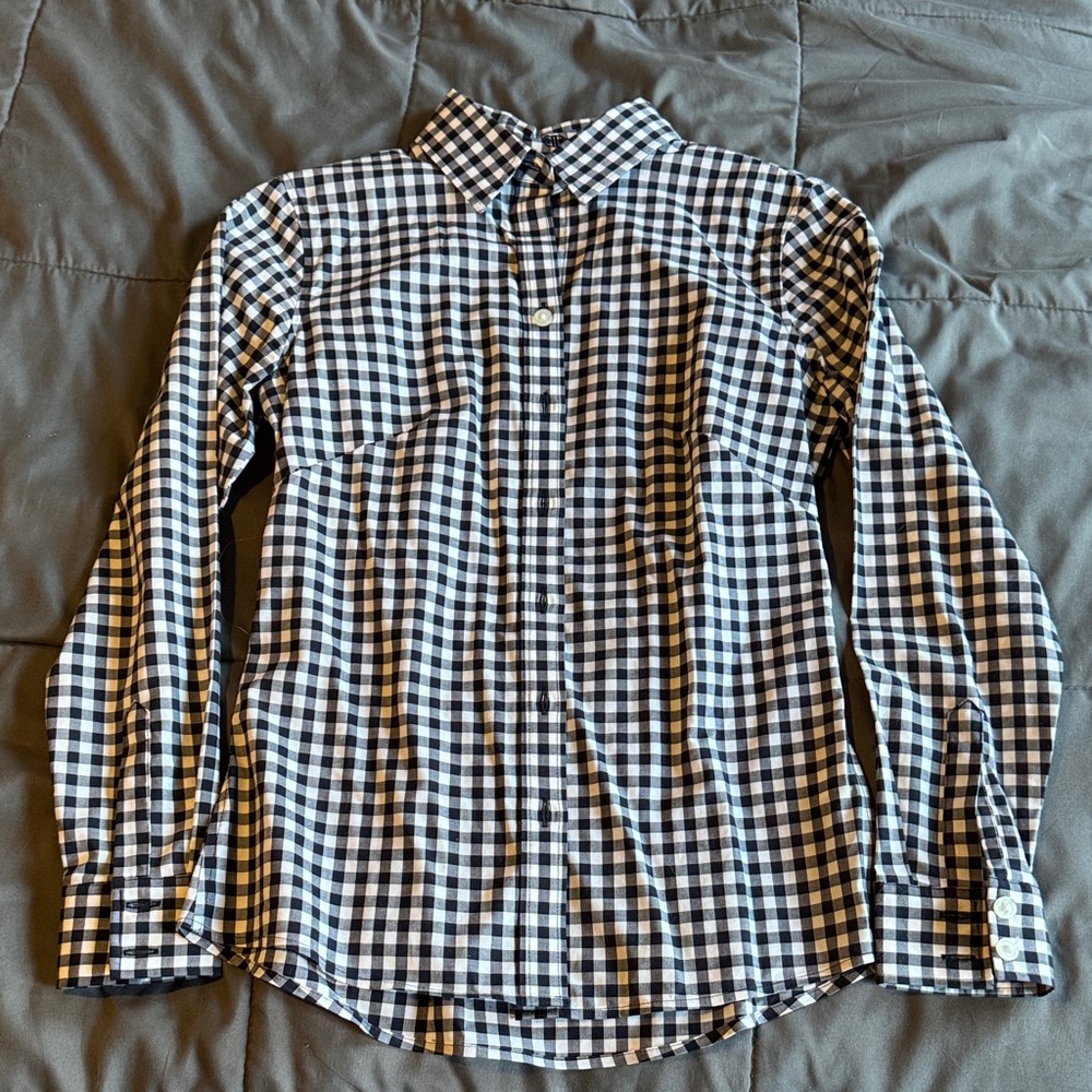 Navy Blue and White Checkered Shirt